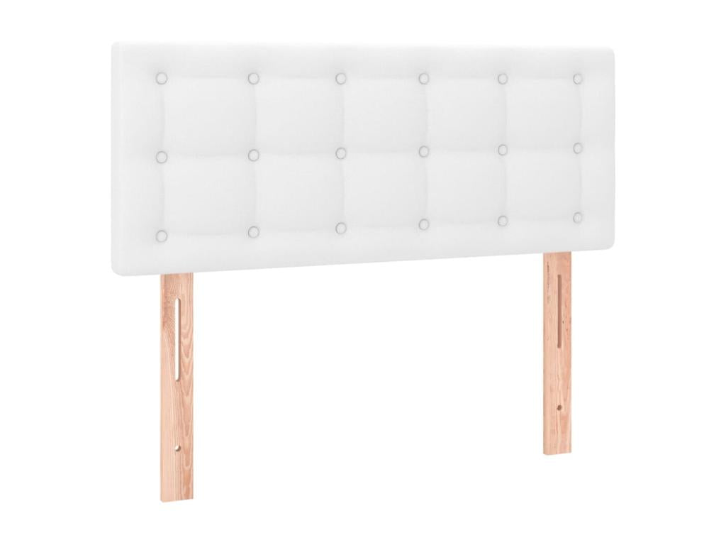 Upholstered bed base with mattress, white, 80x200 cm, faux leather, 68528VAFD