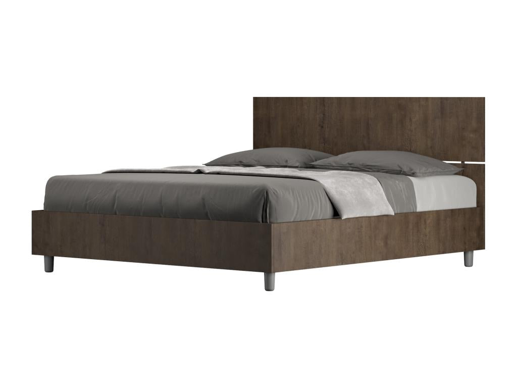 Bohometop 38376UQOZ Raised double storage bed 160x190 with straight headboard in walnut