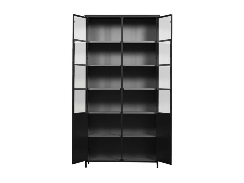 Bohometop - 2-Door Metal Display Cabinet H200cm - Black 75575DIFN