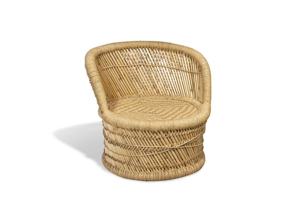 Bohometop - Low Pouf with Backrest in Braided Bohometop 15479PKKP