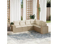 6-piece garden furniture set with cushions, beige wicker resin, 78848JUIC