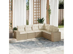 6-piece garden furniture set with cushions, beige wicker resin, 78848JUIC