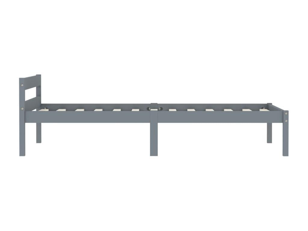Grey bed frame, solid pine wood, 100x200 cm, 09967TFRV