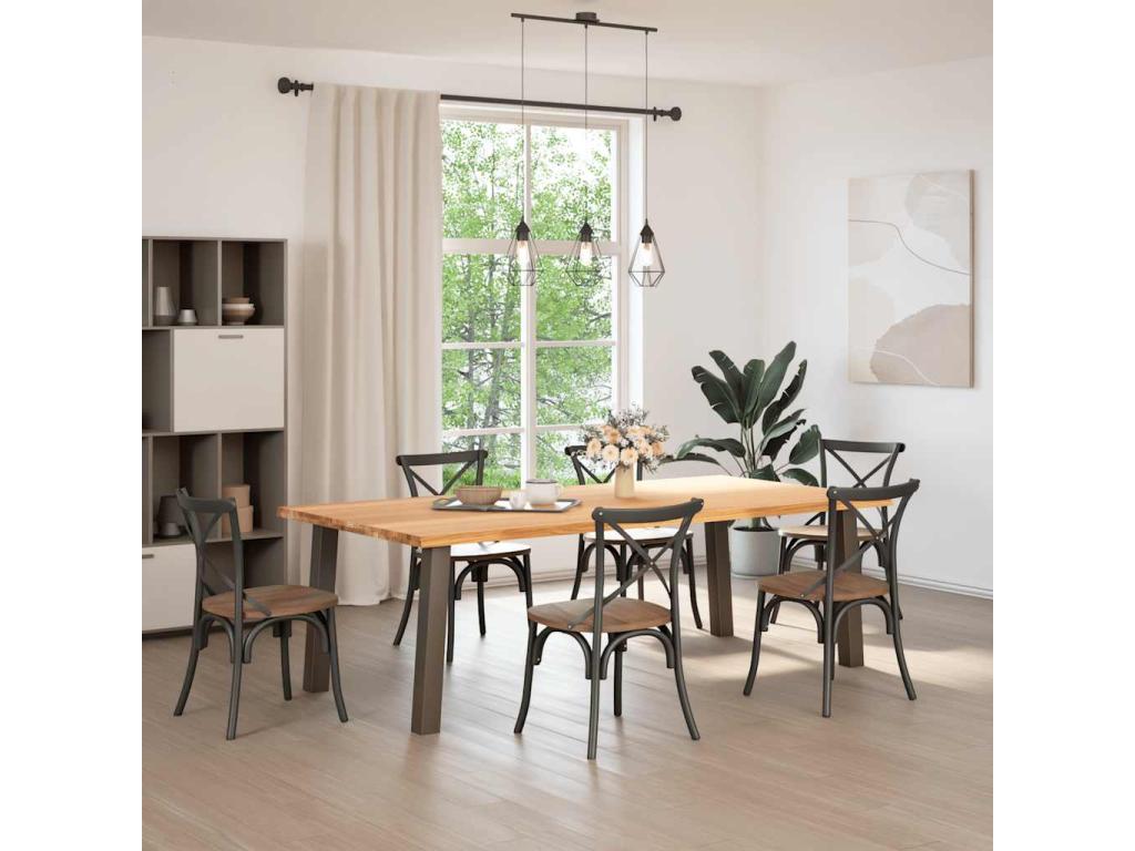 Light brown rectangular solid oak dining table 81281GPMV
