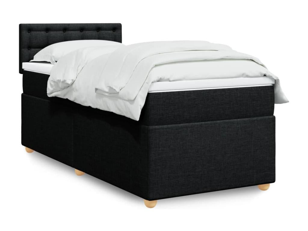 Bohometop bed base with mattress, black, 90x200 cm, fabric, 52791IZAG