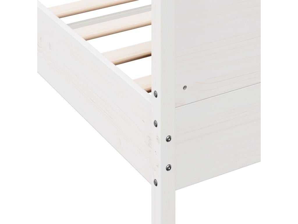 Bed frame with white headboard, 135x190 cm, solid pine wood, 40548ZEPI