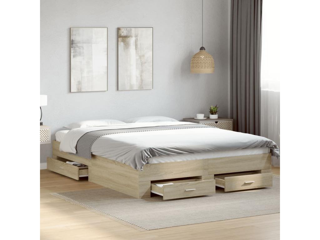 Bohometop oak bed frame with drawers (mattress not included) 140x200 cm 09840YQND