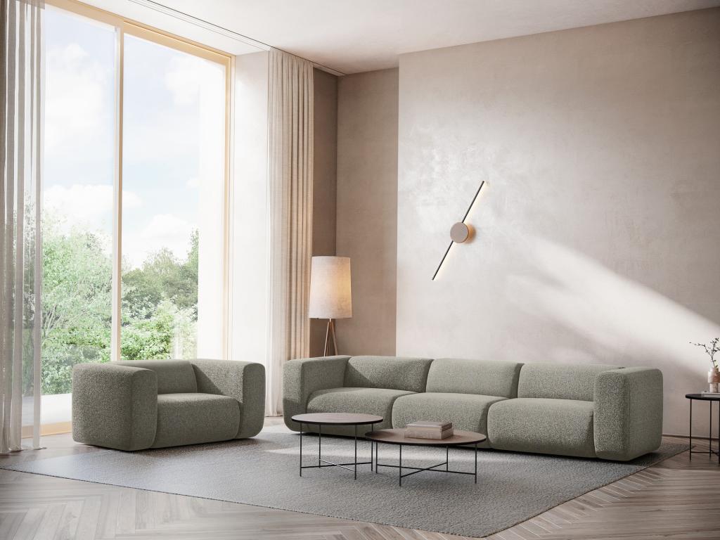 Module with left-hand armrests in textured fabric - dark beige - Bohometop 08874JOZP