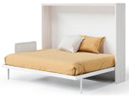 Nidchicshop Horizontal Wall Bed 140x190 - With Mattress - White Frame - White Front 13900SYXB