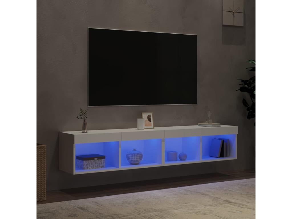 Bohometop TV stand with LED lights, 2 pieces, white, 80x30x30 cm, 74040NUDM