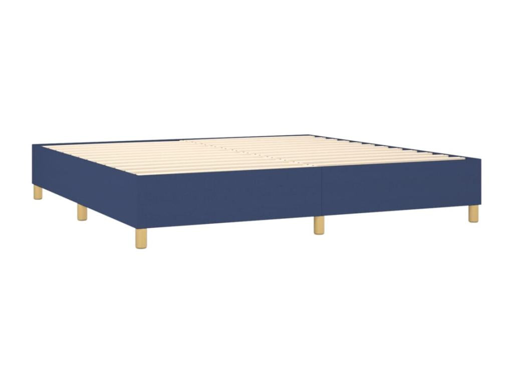 Upholstered bed base with mattress, blue, 200x200 cm, fabric, 74577GTPU