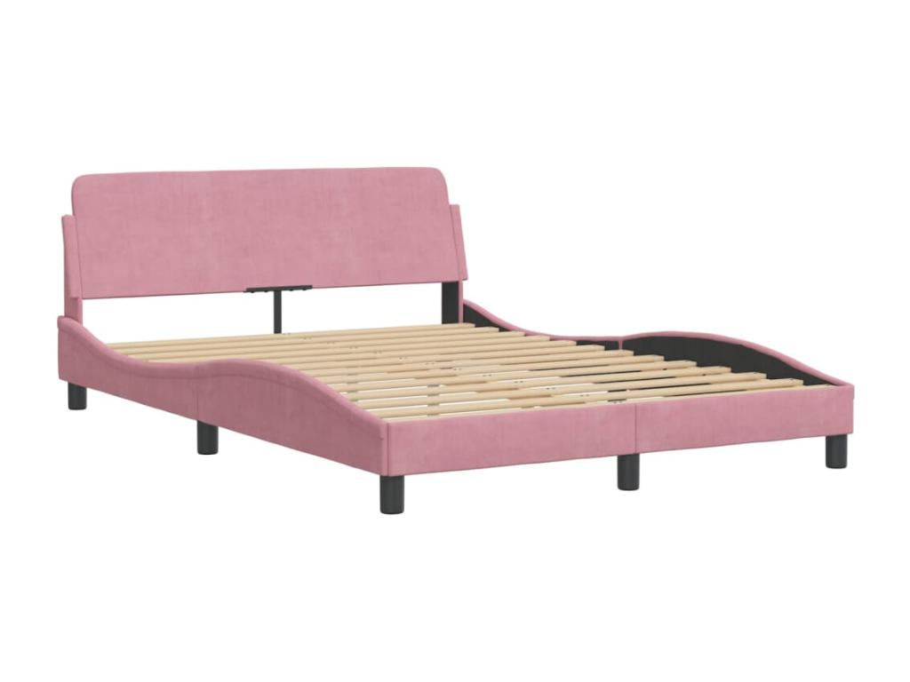 Bed frame with headboard, pink, 120x200 cm, velvet