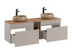 Double vanity unit 140cm with 2 niches Nidchicshop Cashmere and Wood 07562TNZS