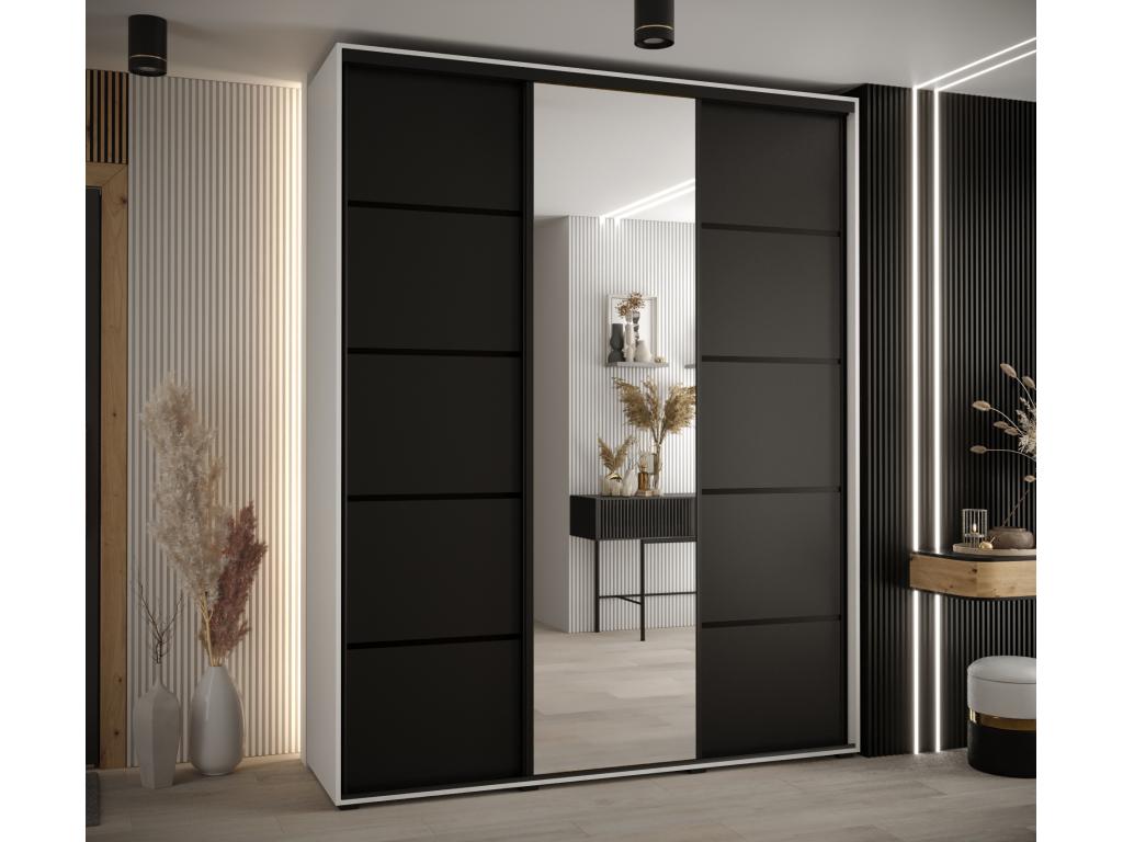 Bohometop 5 Sliding Door Wardrobe 235.2/170/60 3 Doors White/Black/Black 21911OLHA