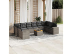 11-piece garden furniture set with grey resin wicker cushions 84743ZQSB