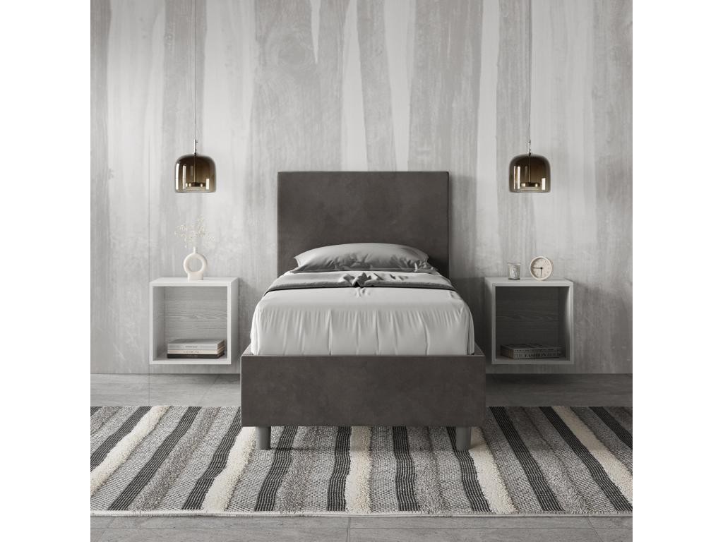 Bohometop grey microfiber bed with tufted slatted base 80x190 68003GVDS