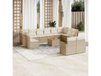 13-piece garden furniture set with cushions, beige woven resin, 39086RGHE