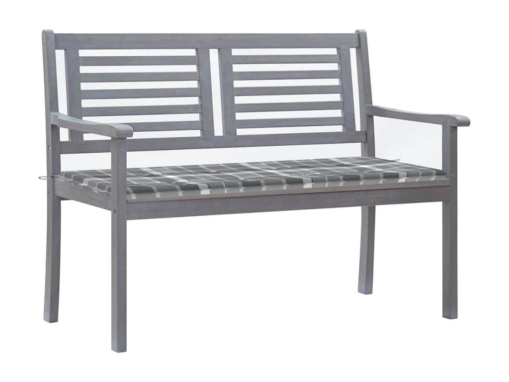 2-seater garden bench with cushion, 120 cm, Eucalyptus Grey, 88179LRZJ