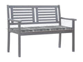 2-seater garden bench with cushion, 120 cm, Eucalyptus Grey, 88179LRZJ