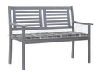 2-seater garden bench with cushion, 120 cm, Eucalyptus Grey, 88179LRZJ