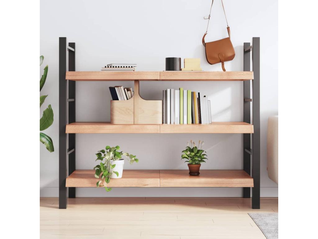 Light brown wall shelf, solid treated oak wood 27221APVW