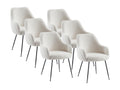 Set of 6 chairs with armrests in bouclé fabric and metal - White - Bohometop 66573JHET