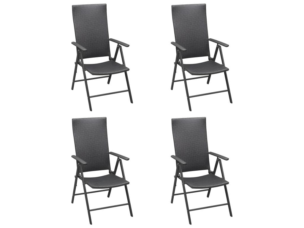 Garden chairs, set of 4, black wicker resin, 46493AGZB