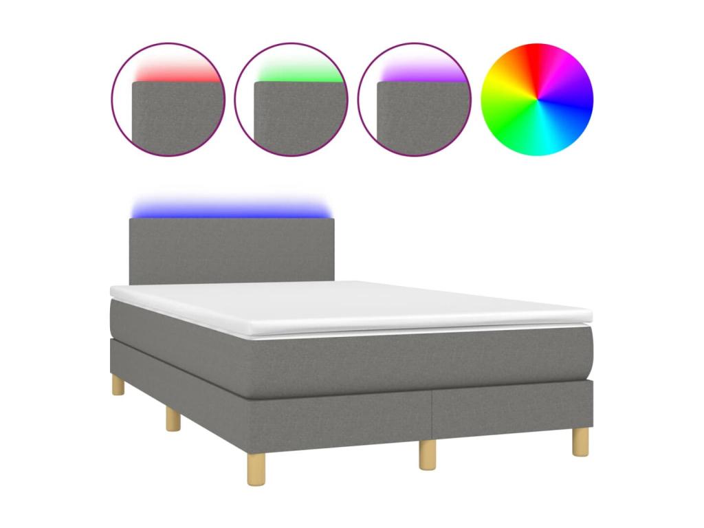 Bohometop bed base dark gray LED mattress 120x190 cm fabric 34018NVSR