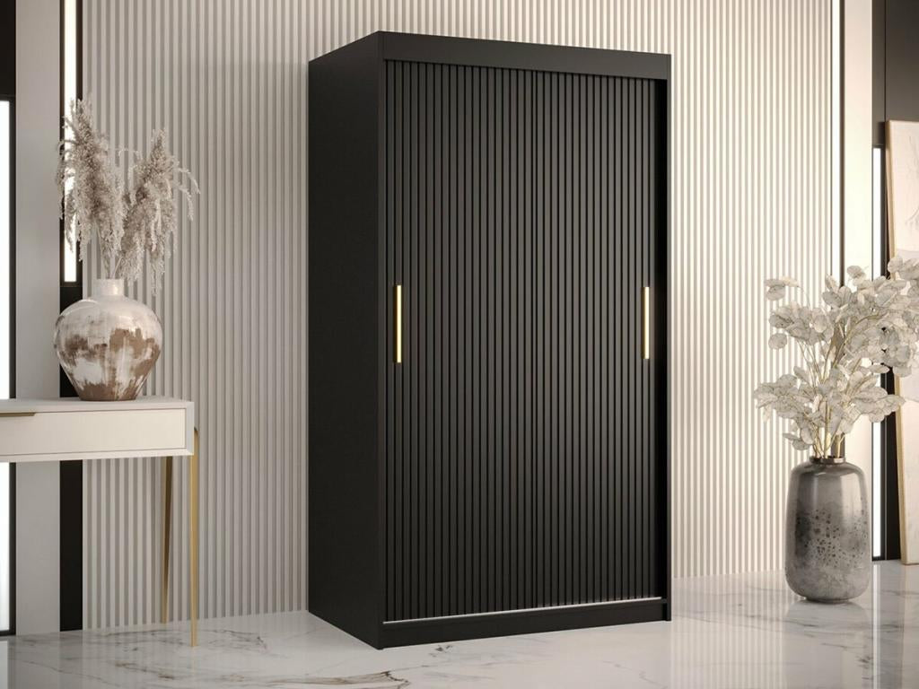 Homelumiere 100 Black Wardrobe 200x100x62cm Sliding Wardrobe Doors